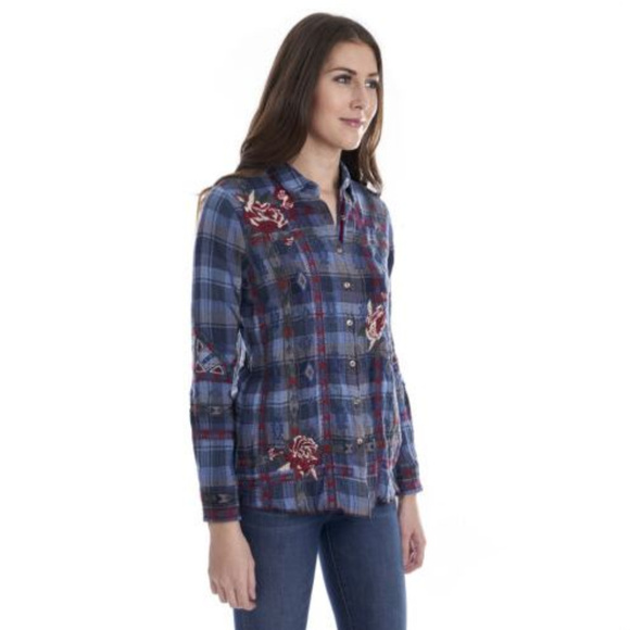 Johnny Was RAE Basic Shirt Plaid Floral Button Up - Picture 4 of 4